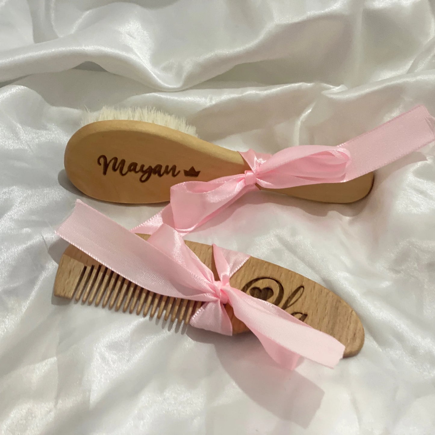 Engraved personalized wooden hair accessories