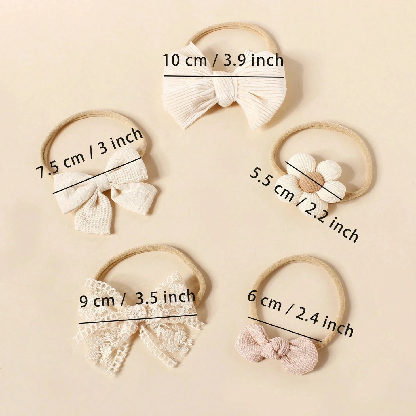 5pcs Beige Fashion Hair Headband