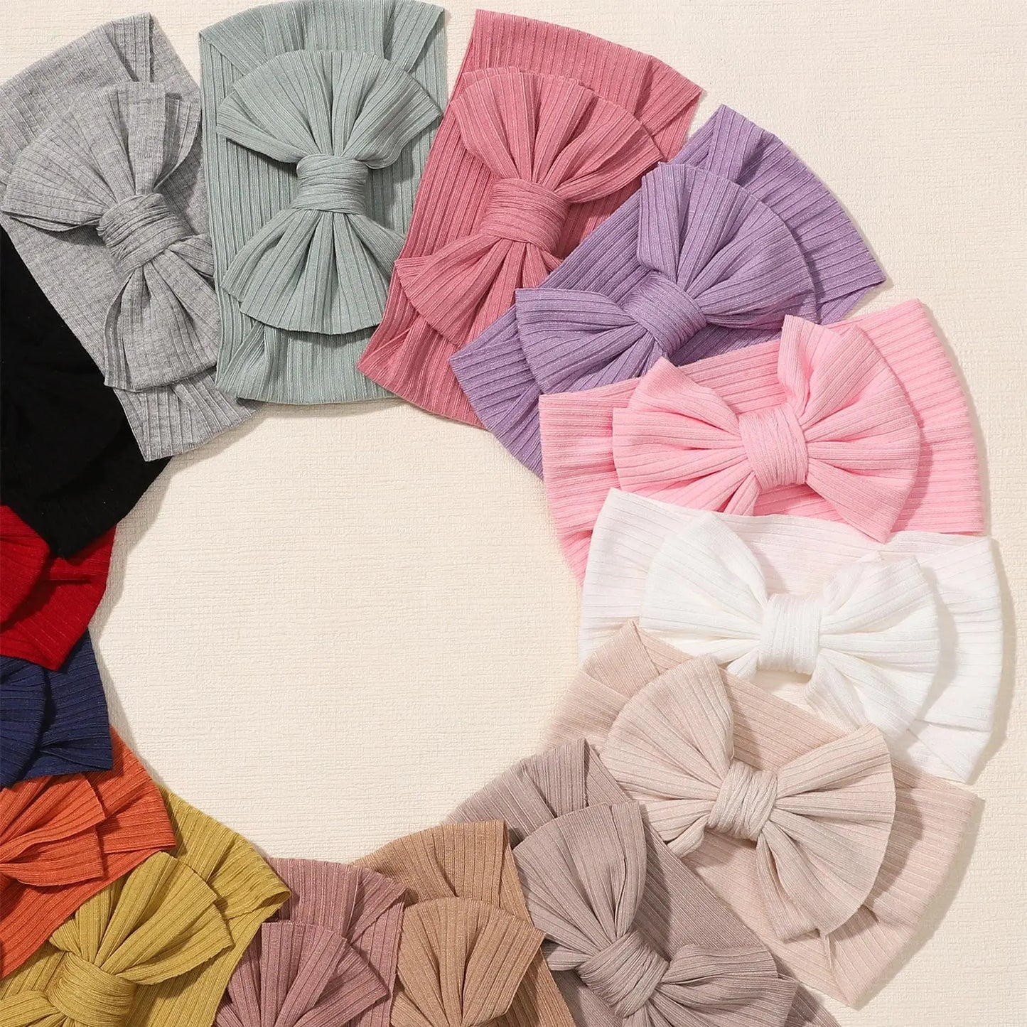 Knit Baby Headbands Rib Bow Elastic