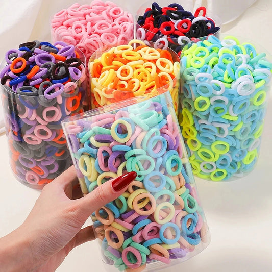 100PCS Colorful Basic Nylon Elastic Hair Ties