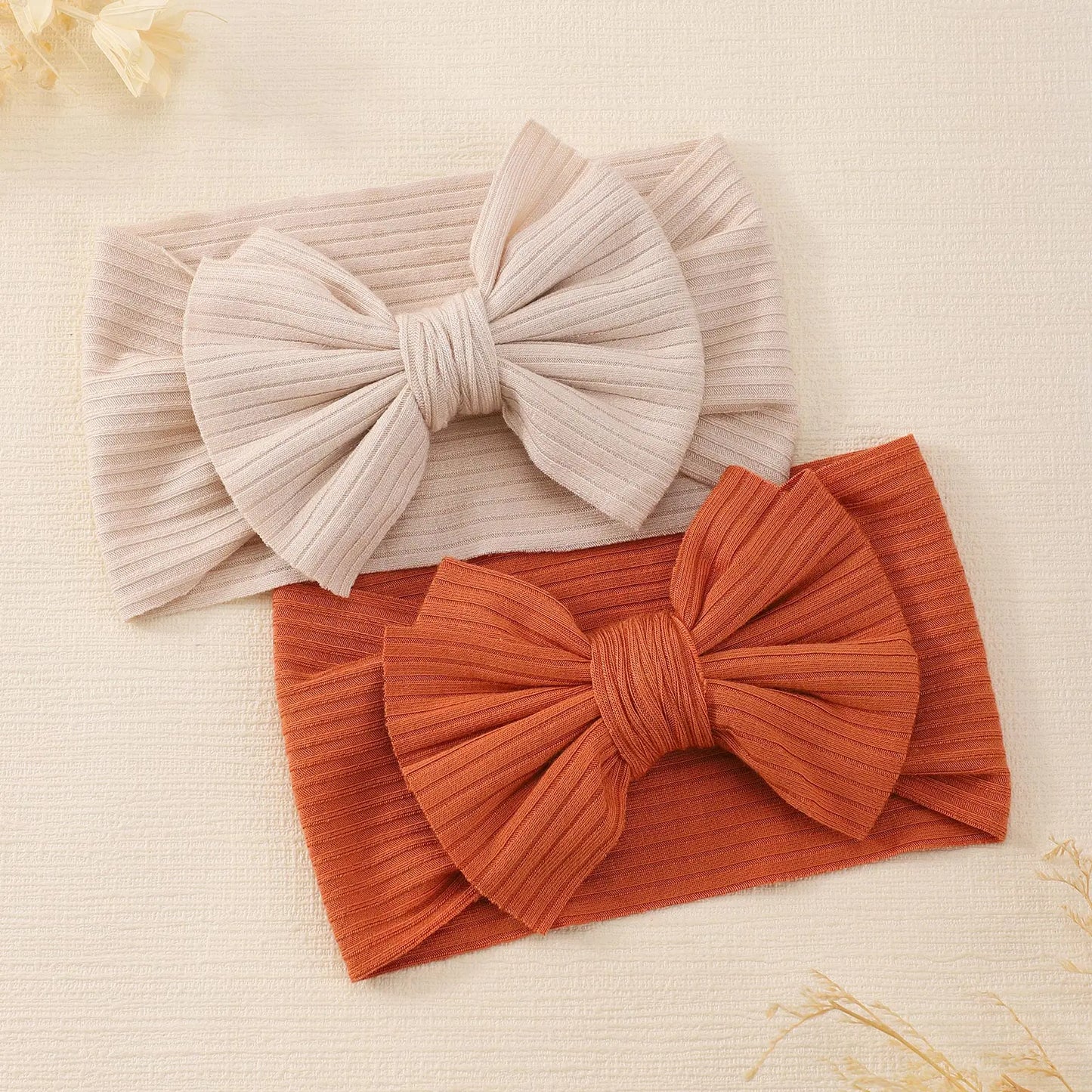 Knit Baby Headbands Rib Bow Elastic