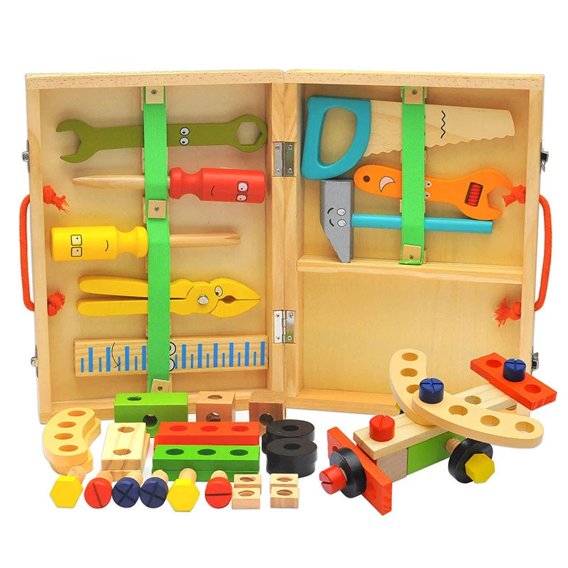 Plastic Wooden Toolbox Play Set