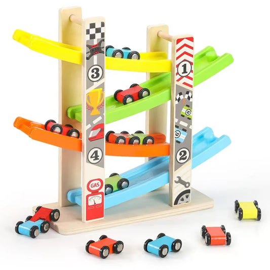 4/7 Track Wooden Ramp Racing Car Set