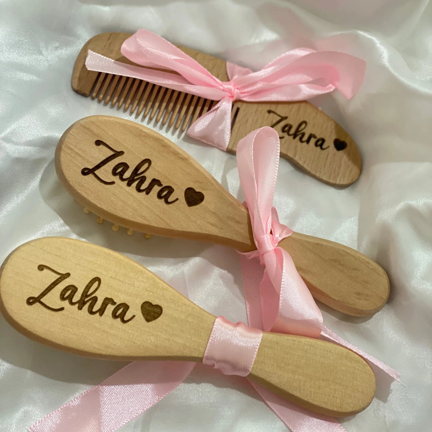 Engraved personalized wooden hair accessories