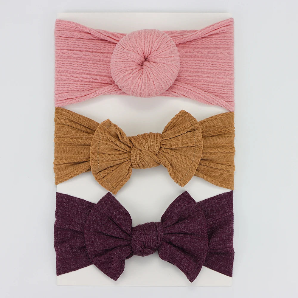 3Pcs/Lot Knit Baby Headband Bow