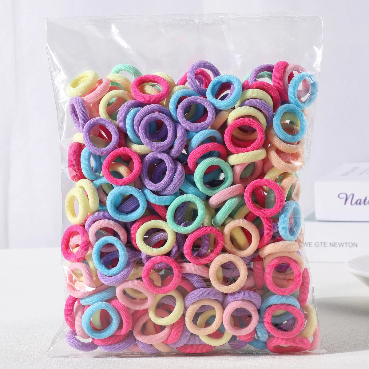 100PCS Colorful Basic Nylon Elastic Hair Ties