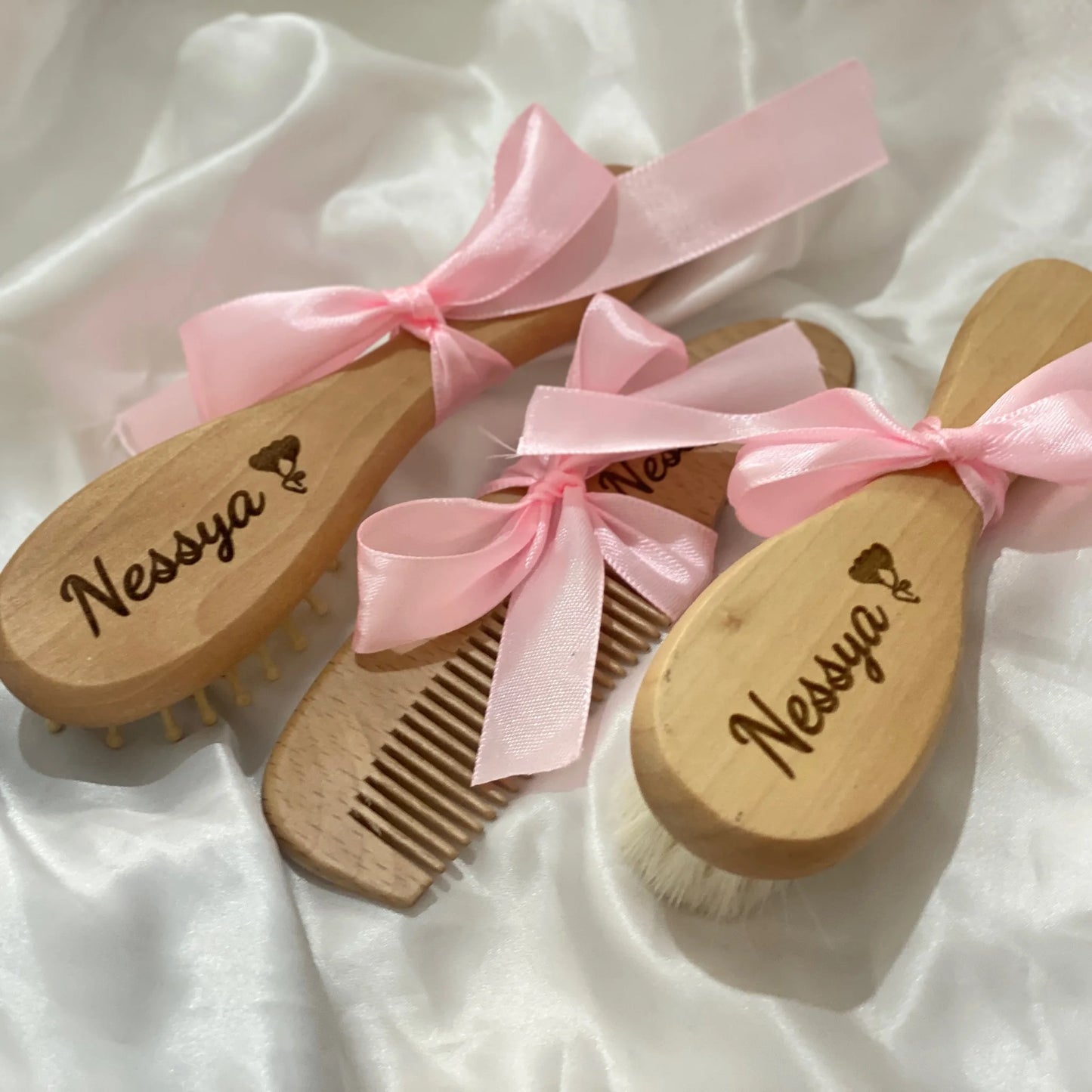 Engraved personalized wooden hair accessories