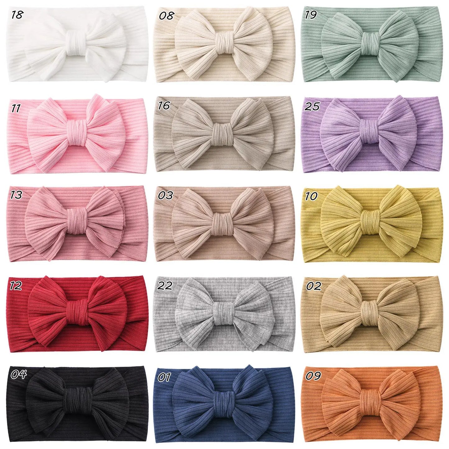 Knit Baby Headbands Rib Bow Elastic