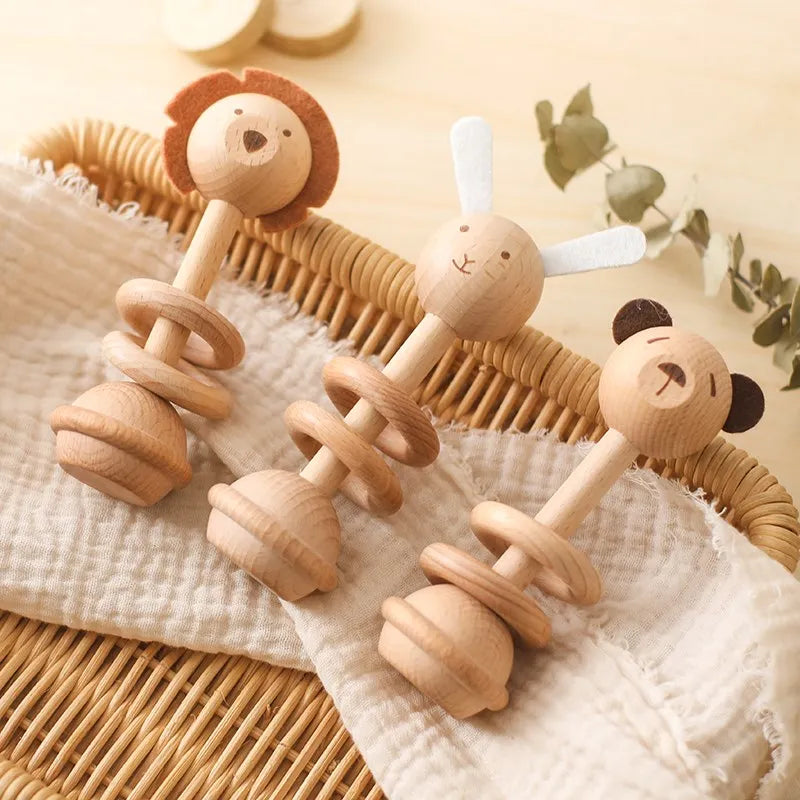 Wooden Animal Rattle Toys