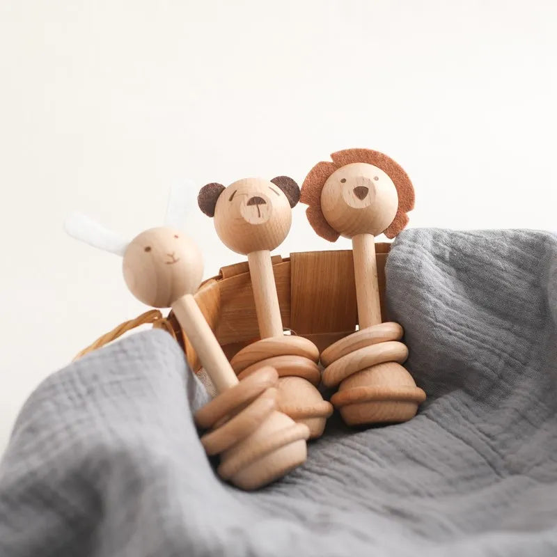 Wooden Animal Rattle Toys