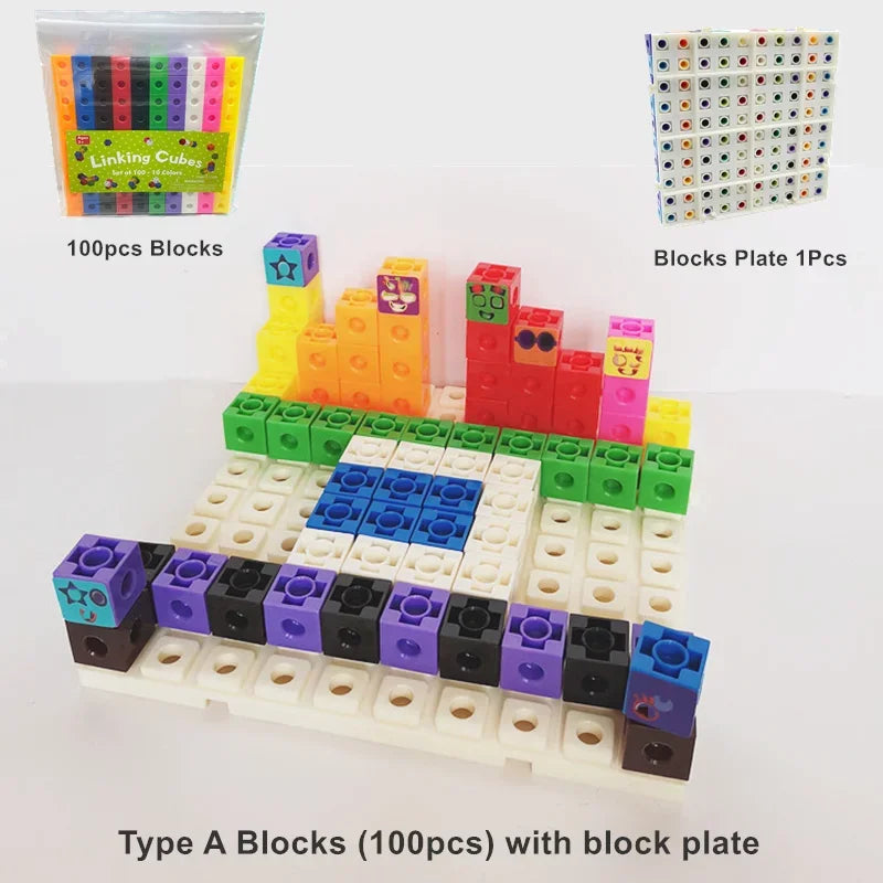 100pcs Connected Cube Toys For Counting