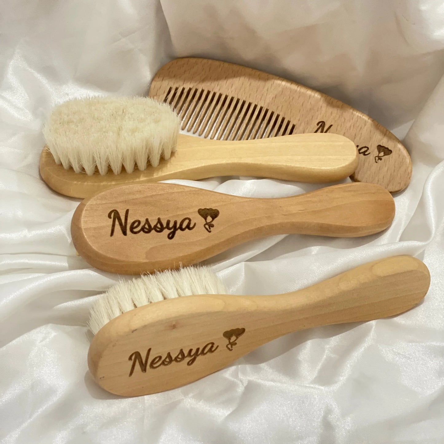 Engraved personalized wooden hair accessories